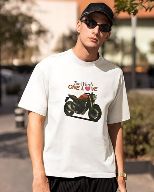 Two Wheels | One Love - Oversized Tee - White