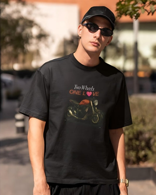 Two Wheels | One Love - Oversized Tee - Black