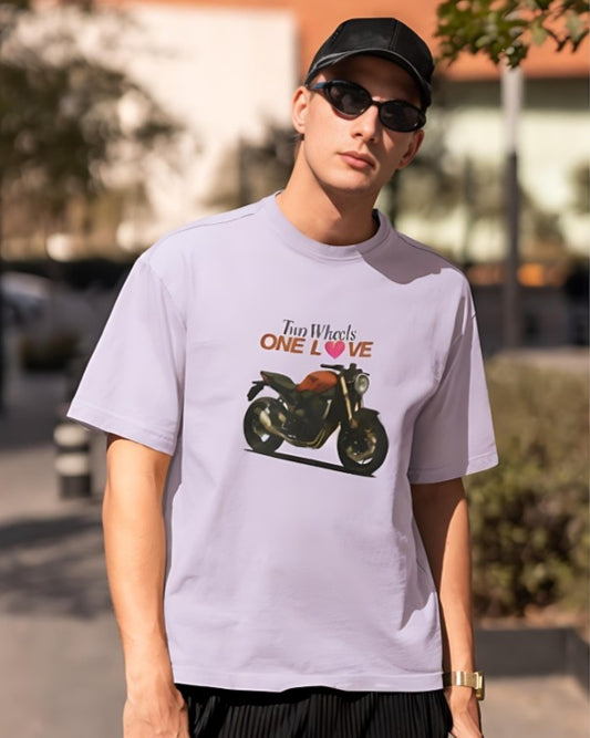 Two Wheels | One Love - Oversized Tee - Lavender