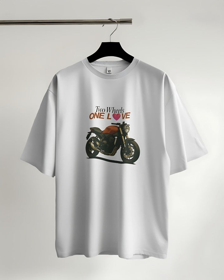 Two Wheels | One Love - Oversized Tee - White
