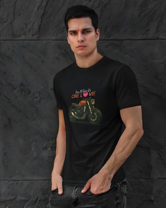 Two Wheels | One Love - Premium Tee - Black