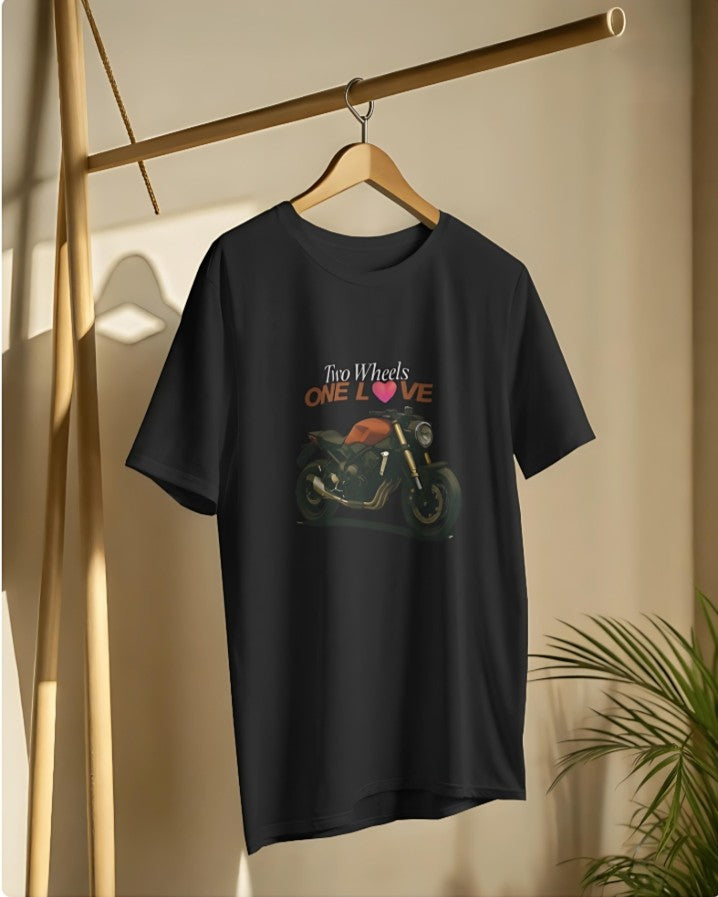 Two Wheels | One Love - Premium Tee - Black