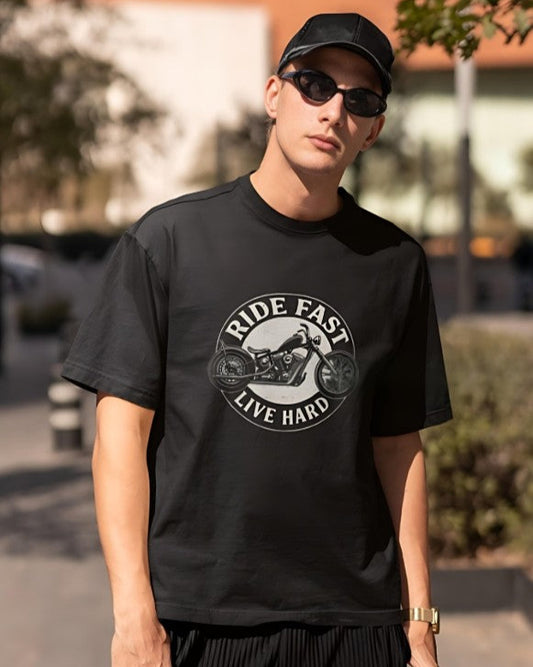 Ride Fast | Live Hard - Oversized Tee - Black