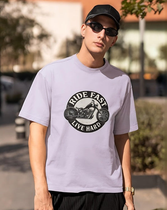 Ride Fast | Live Hard - Oversized Tee - Lavender