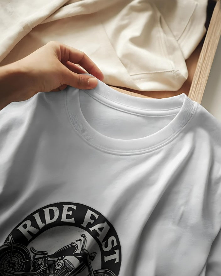 Ride Fast Live | Hard – Premium Tee - White