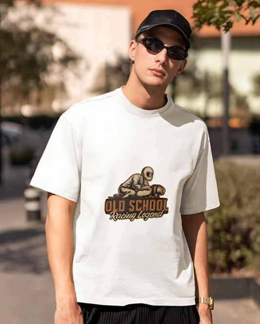 Old School Racing Legend - Oversized Tee - White