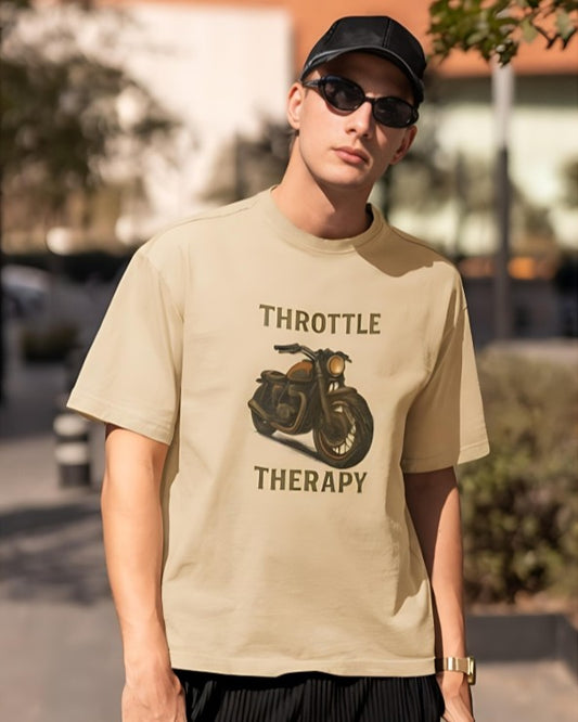 Throttle Therapy Oversized Tee -  Beige
