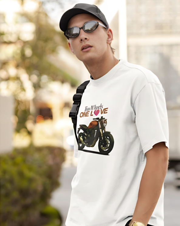 Two Wheels | One Love - Oversized Tee - White