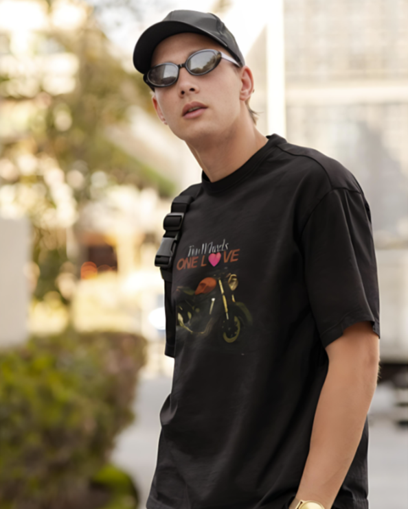 Two Wheels | One Love - Oversized Tee - Black
