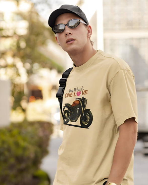 Two Wheels | One Love - Oversized Tee - Beige