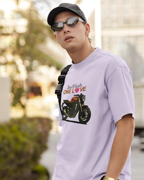 Two Wheels | One Love - Oversized Tee - Lavender