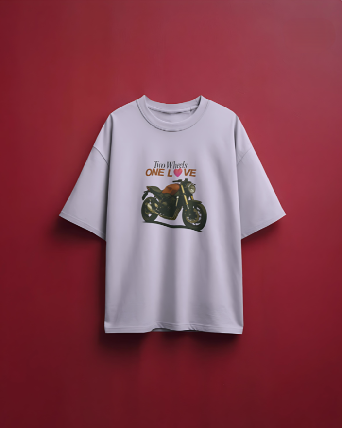 Two Wheels | One Love - Oversized Tee - Lavender