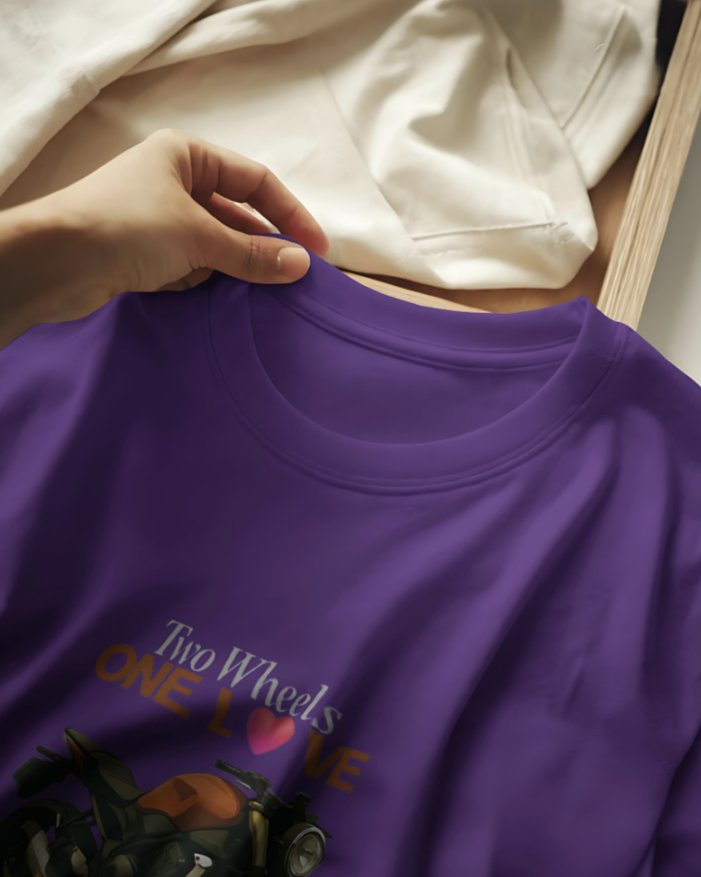Two Wheels | One Love - Premium Tee - Purple