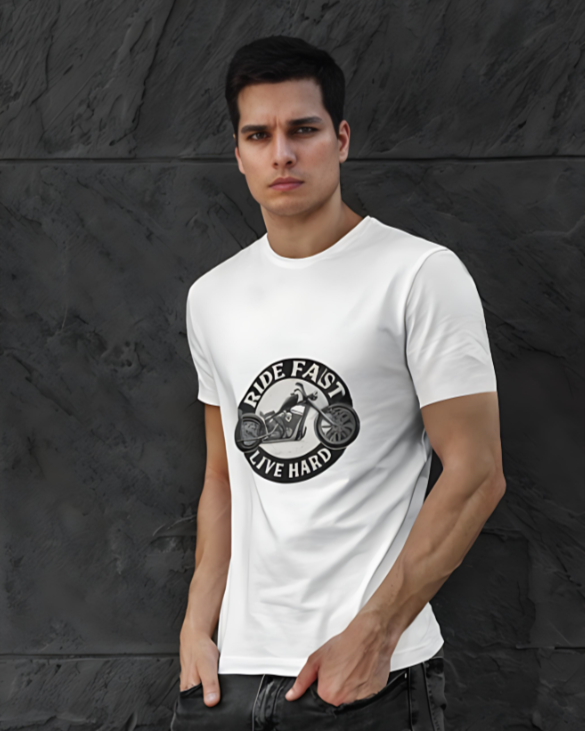 Ride Fast Live | Hard – Premium Tee - White