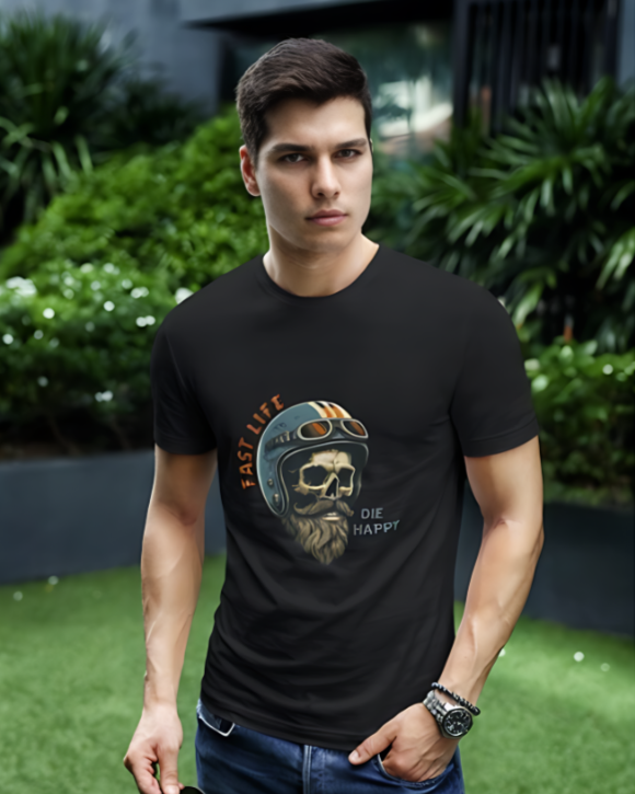 Fast Life | Die Happy Premium Tee - Black