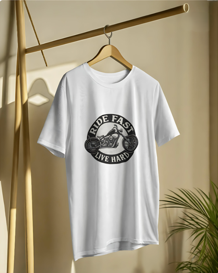 Ride Fast Live | Hard – Premium Tee - White
