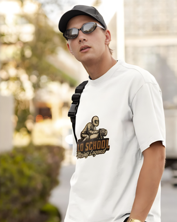 Old School Racing Legend - Oversized Tee - White