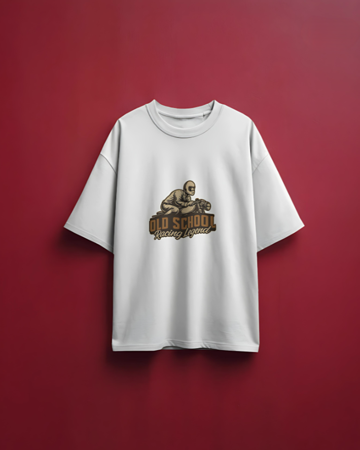 Old School Racing Legend - Oversized Tee - White