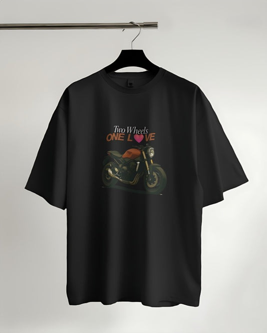 Two Wheels | One Love - Oversized Tee - Black