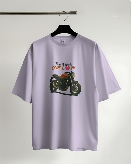 Two Wheels | One Love - Oversized Tee - Lavender