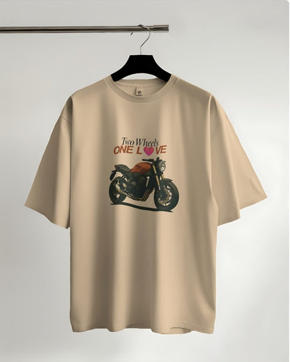 Two Wheels | One Love - Oversized Tee - Beige
