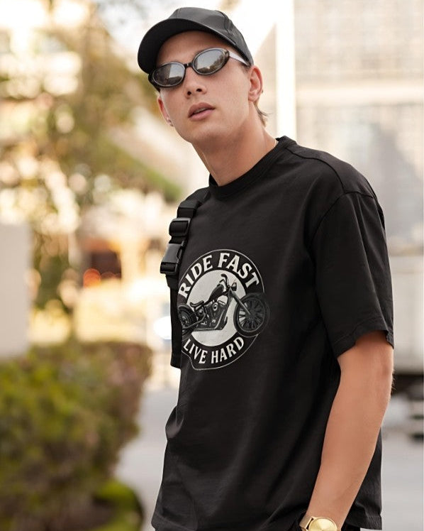Ride Fast | Live Hard - Oversized Tee - Black