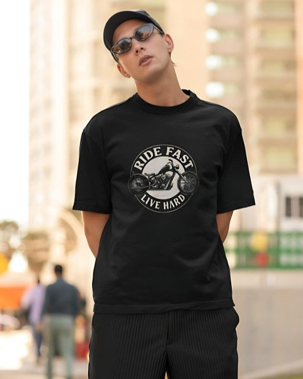 Ride Fast | Live Hard - Oversized Tee - Black