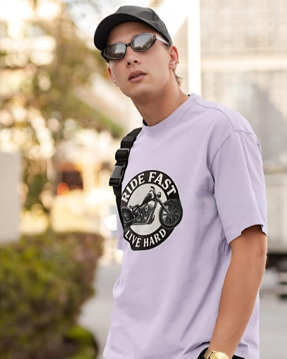 Ride Fast | Live Hard - Oversized Tee - Lavender