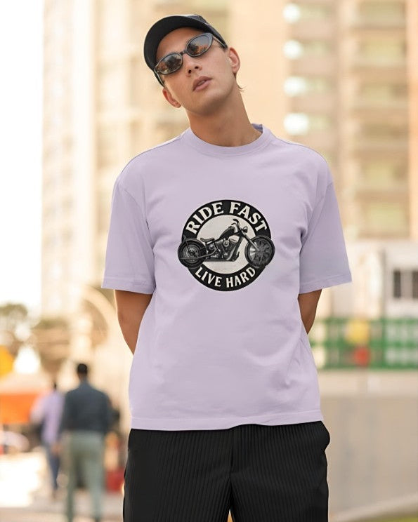 Ride Fast | Live Hard - Oversized Tee - Lavender
