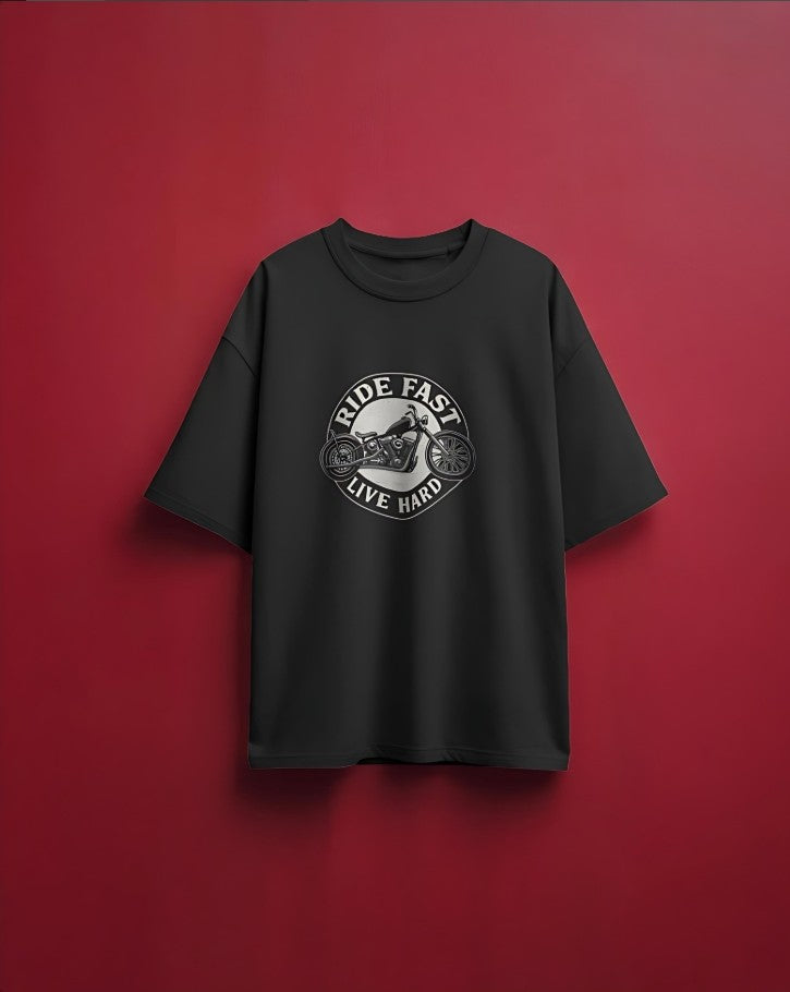 Ride Fast | Live Hard - Oversized Tee - Black