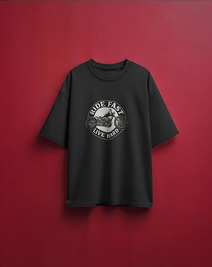 Ride Fast | Live Hard - Oversized Tee - Black