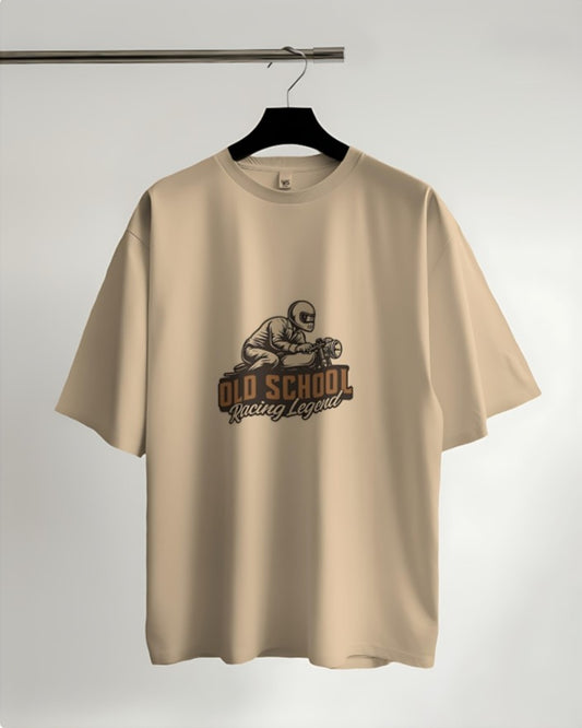Old School Racing Legend - Oversized Tee - Beige