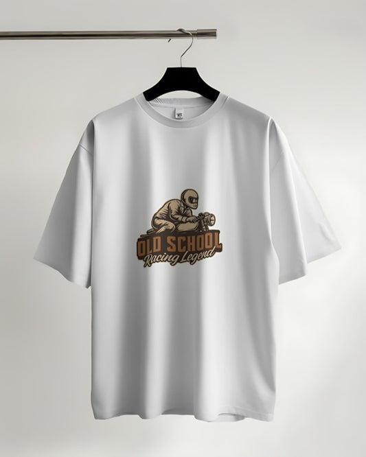 Old School Racing Legend - Oversized Tee - White