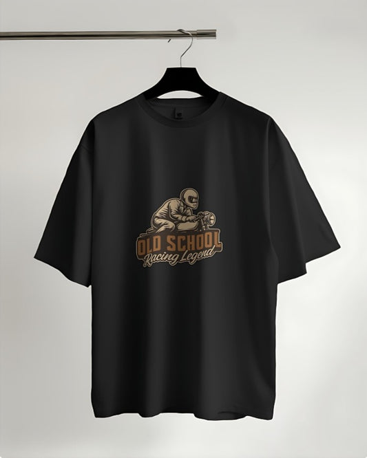 Old School Racing Legend - Oversized Tee - Black