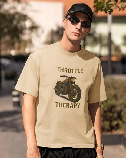 Throttle Therapy Oversized Tee -  Beige