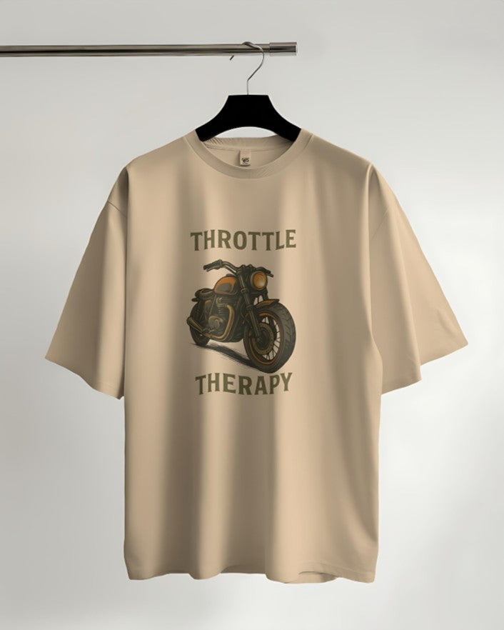 Throttle Therapy Oversized Tee -  Beige