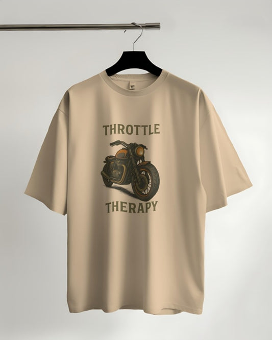 Throttle Therapy Oversized Tee -  Beige