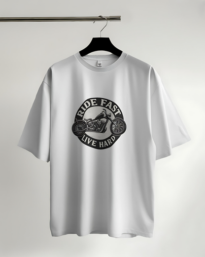 Ride Fast | Live Hard - Oversized Tee - White