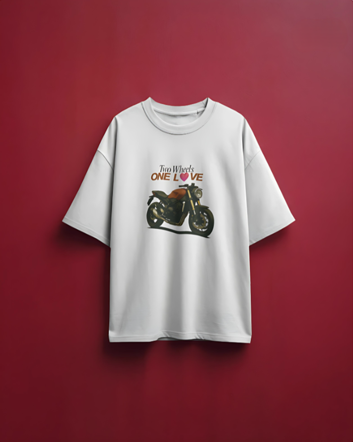 Two Wheels | One Love - Oversized Tee - White