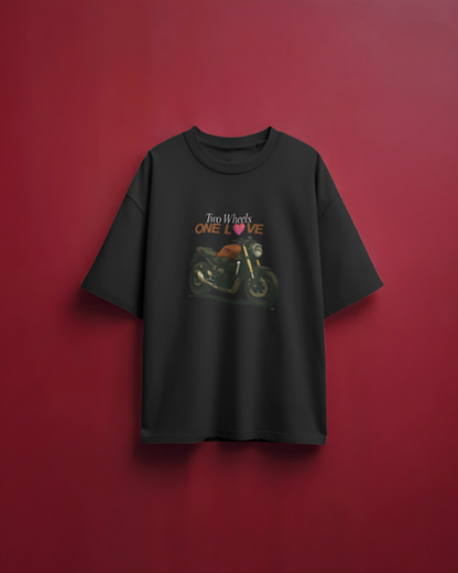 Two Wheels | One Love - Oversized Tee - Black