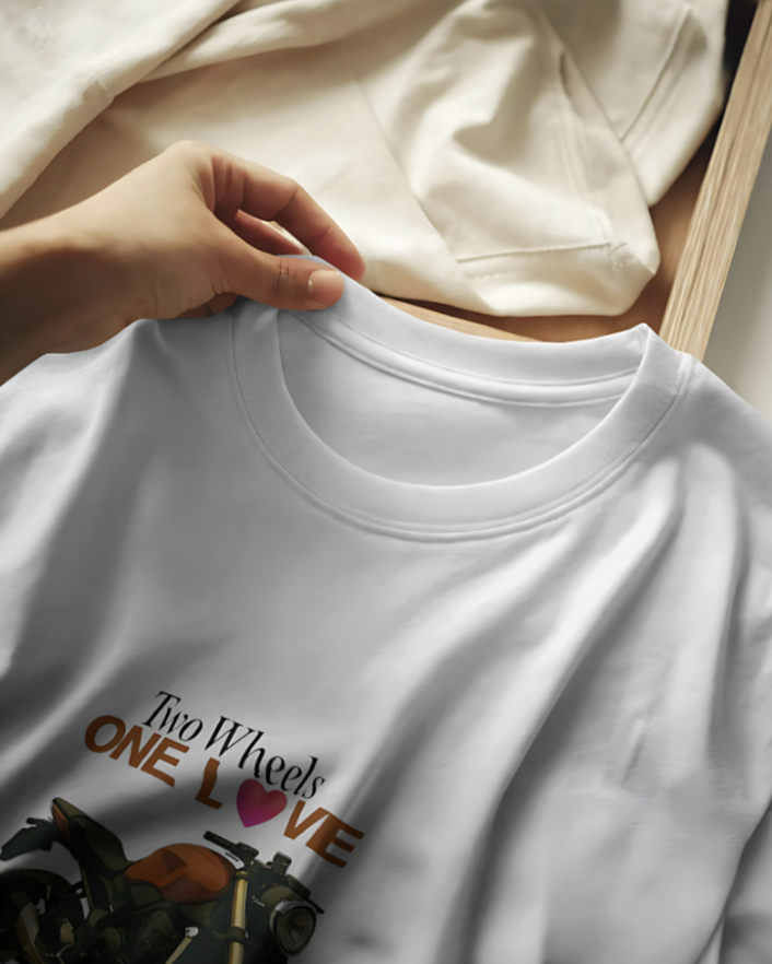 Two Wheels | One Love - Premium Tee - White