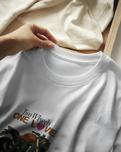 Two Wheels | One Love - Premium Tee - White