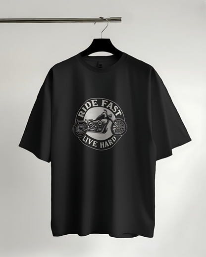 Ride Fast | Live Hard - Oversized Tee - Black