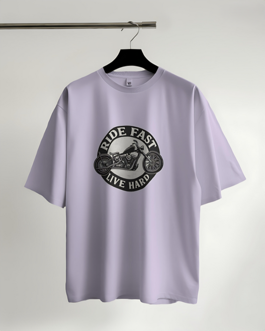 Ride Fast | Live Hard - Oversized Tee - Lavender