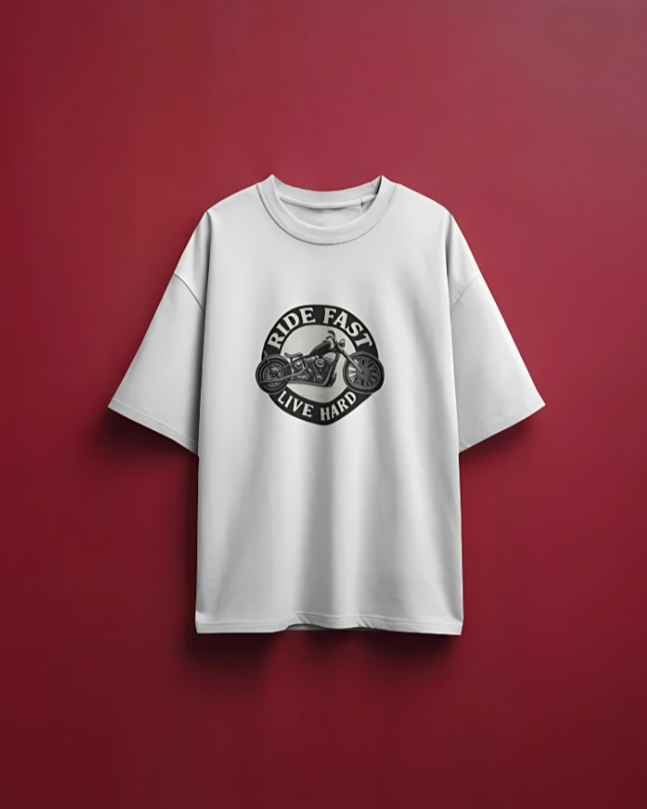 Ride Fast | Live Hard - Oversized Tee - White