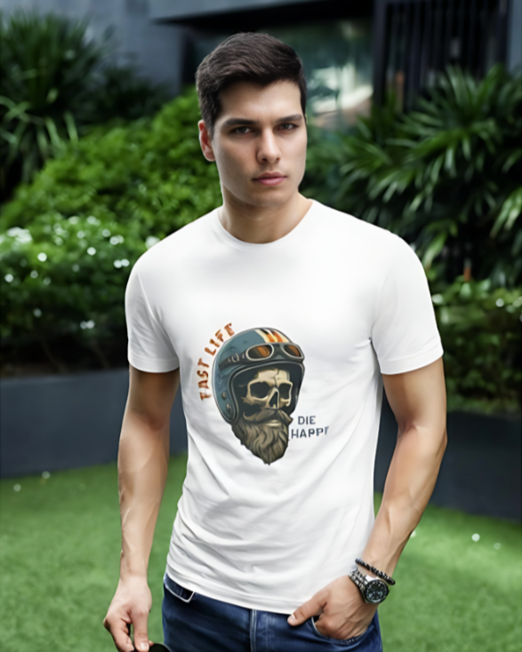 Fast Life | Die Happy Premium Tee - White