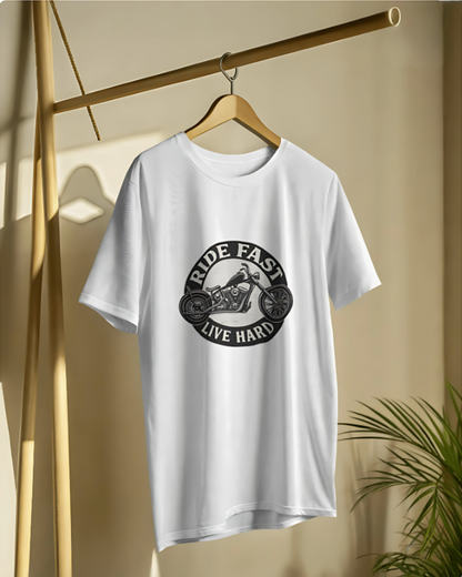 Ride Fast Live | Hard – Premium Tee - White