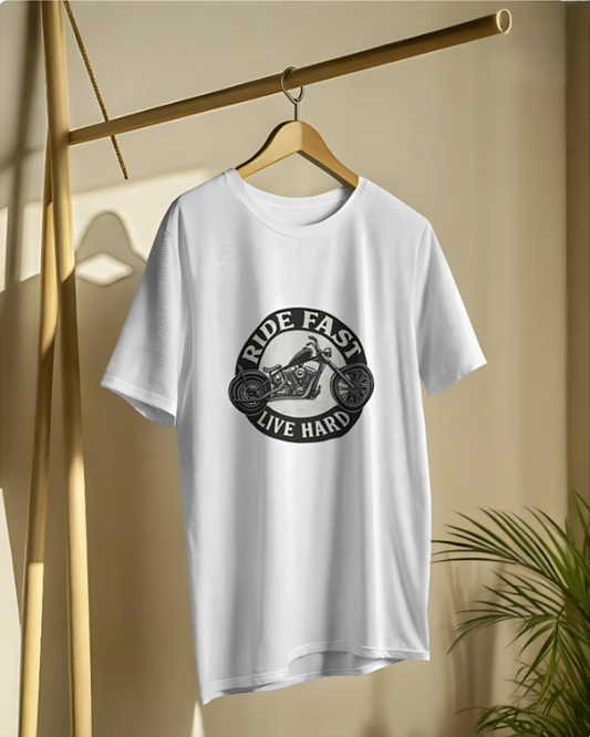 Ride Fast Live | Hard – Premium Tee - White