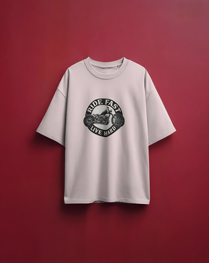 Ride Fast | Live Hard - Oversized Tee - Baby Pink