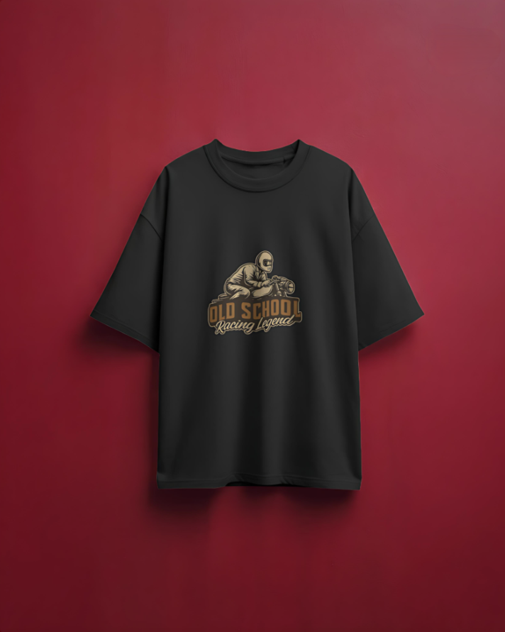 Old School Racing Legend - Oversized Tee - Black